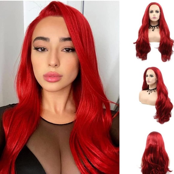 💫 24” RED BODY WAVY LACE FRONT WIG…NEW